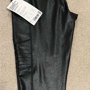 NWT Athleta Inclination Moto Shimmer Tight Womens in Powervita Black  Size S